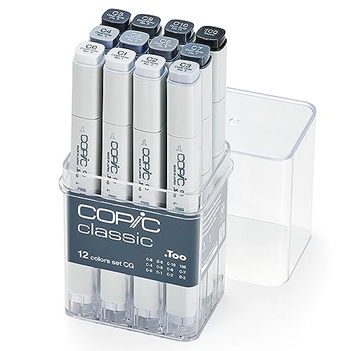 Copic Classic, Alcohol-based Markers, 12pc Set, Cool Gray (New ver.)