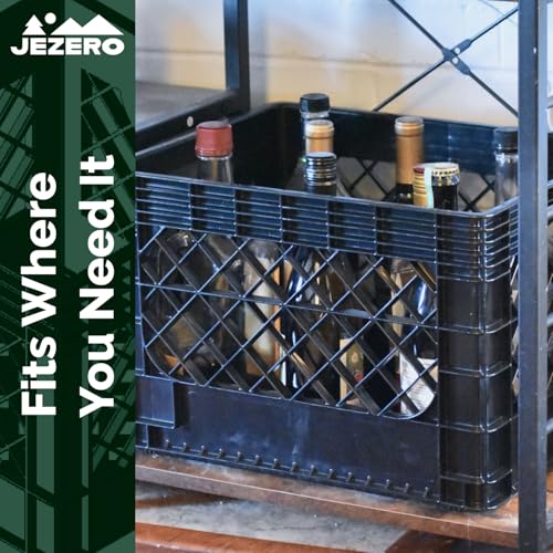JEZERO 20 Quart 3-Pack Heavy Duty Plastic Crate | Stackable Multi-Purpose Storage Bin for Garage, Home, Office, Groceries, Outdoor, Camping & Kayaking | Black Utility Tote, 17" x 13" x 11"