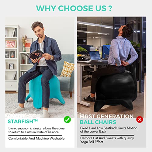 ENOVI Starfish Yoga Ball Chair, Exercise Ball Ergonomic Design for Office and Home, Relieve Back Pain, 24IN, FG