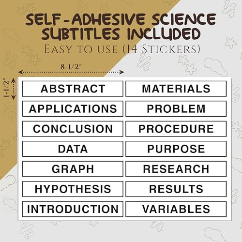 White Trifold Presentation Board 36" x 48" (Pack of 24) Self-Adhesive Science Subtitles Included - Display Exhibition Board Lightweight and Portable with Smooth Surface - by Emraw