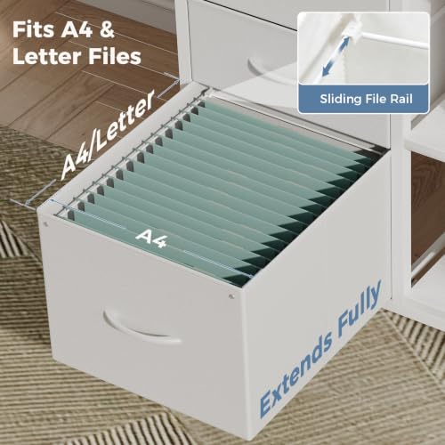 DUMOS 3 Drawer Mobile File Cabinet, Rolling Printer Stand with Storage