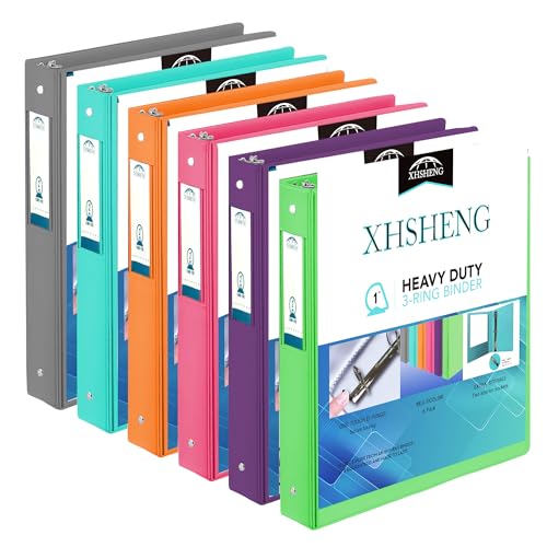 XHSHENG 1 Inch Binders 3 Ring,One Touch Easy Open D-Rings,Letter Size