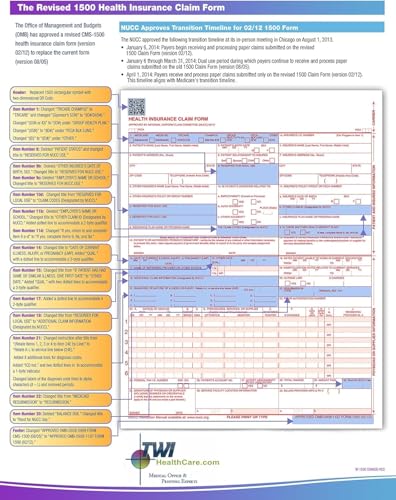 CMS 1500 Claim Forms "ICD-10" HCFA (Version 02/12) - Health Insurance, Laser Cut Sheet - 2500 Sheets