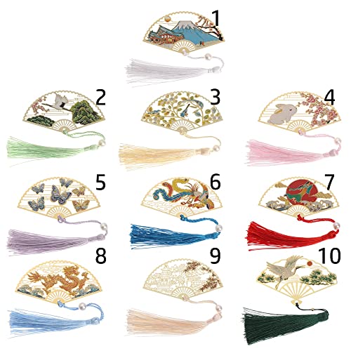 Bookmark Metal Creative Bookmark, Chinese Style Unique Hollow Out Bookmarks with Tassel Book Marker Clip Reader Student Office School Stationery Supplies Metal Bookmark (Color : 4) (8)