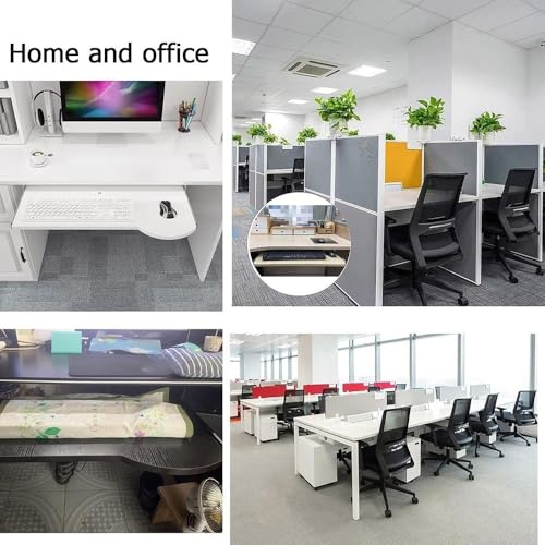 EMENAR Ergonomic Keyboard Drawer Computer Desktop Keyboard Tray 24inch 28inch Slide Out Under Desk Keyboard Tray - Ergonomic Platform Arm Support Easy Install (Color : White, Size : 60cm/24inch)