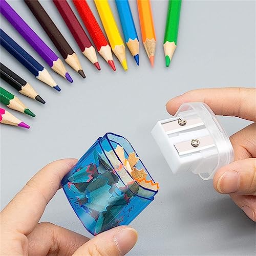 4pcs Pencil Sharpeners Small Manual Hole with Lid Sharpener Bulk Cute 4 Color for School Home