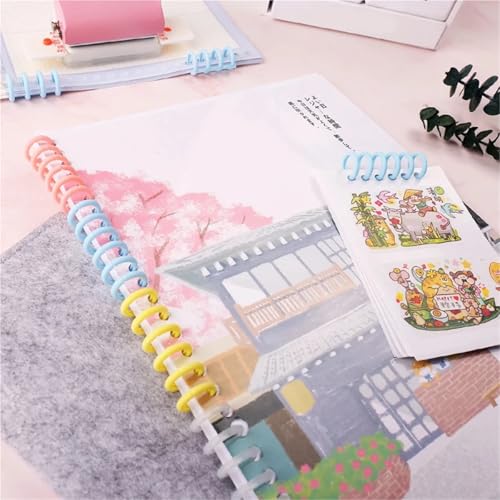 Binder Rings 50pcs Plastic 30-Hole Loose Leaf Binders Ring Binding Spines Combs 85 Sheets Capacity for DIY Paper Notebook Album(White)