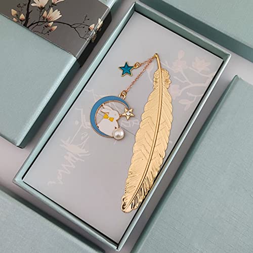 Bookmark Feather Metal Bookmark with Chain for Book Lovers Writers Readers Children Teens Men Women 8 Styles Metal Bookmark (Color : 4) (7)