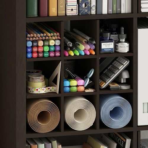 Mikkagu 9-Compartment Cube Insert, Cube Organizer Fits into Extra Thick Cubes (Does not fit IKEA Kallax Shelving), for Organizers and Storage, Dark Oak