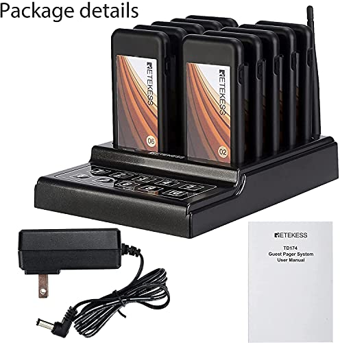 Retekess TD174 Restaurant Buzzer System, Restaurant Waiting Pager,10 Guest Pagers
