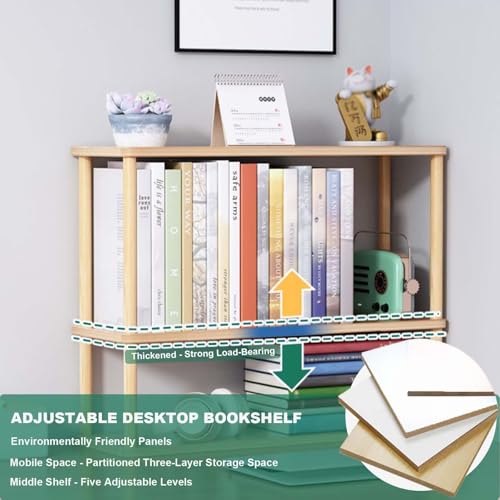 ACJSDGL Desk Shelf, Display Rack with Solid Wood Bracket - Desktop Shelf Organizer for Dorm Office Home Computer Desk Countertop