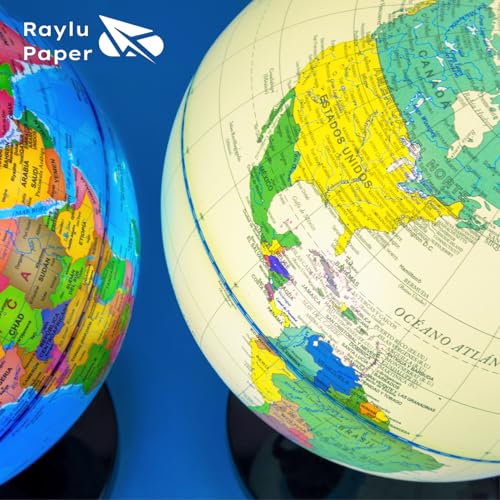Raylu Paper - Illuminated and Rotating Globe Cartography and Meridian Spain World Dial (Blue, 32 cm)