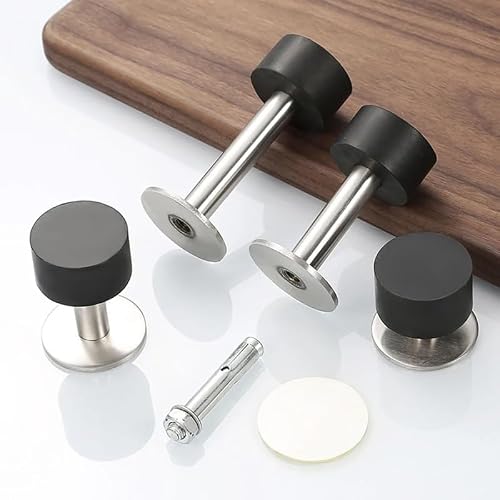 JSEIAJB Stainless Steel Rubber Door Stopper Bathroom Stop Silent Doorstop Wall Mount Bumper Home Protector(60mm high)