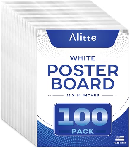 White Poster Board, 100 Sheets, Heavyweight Poster Paper, 11x14” Large Posterboard, Bulk Pack for School Projects, Presentations, Vision Board, Drawing, Classroom Use, Made in USA