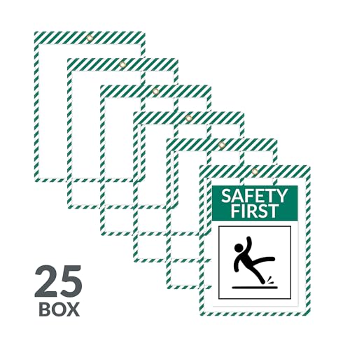 C-Line Safety Striped Shop Ticket Holders, 9 x 12, Green, 25/Box (44103)