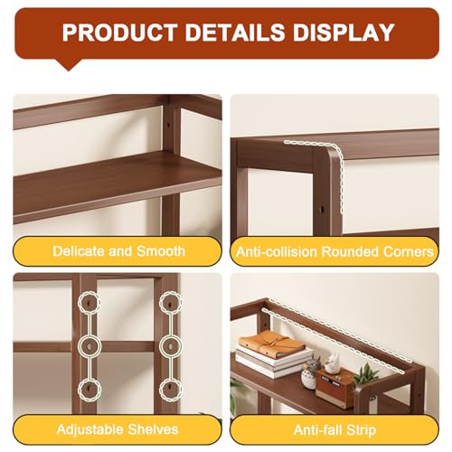 SKVKGPGNET Desk Shelf for top of Desk, Desktop Shelf 2-Tier Display Rack, Desk Shelf Organizer Desktop, Bamboo Shelves for Desk, for Dorm Office(52cm/20in)