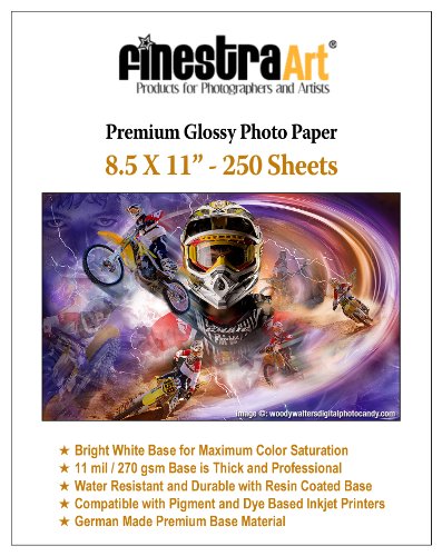 8.5" X 11" Premium Glossy Inkjet Photo Paper - 250 Sheets