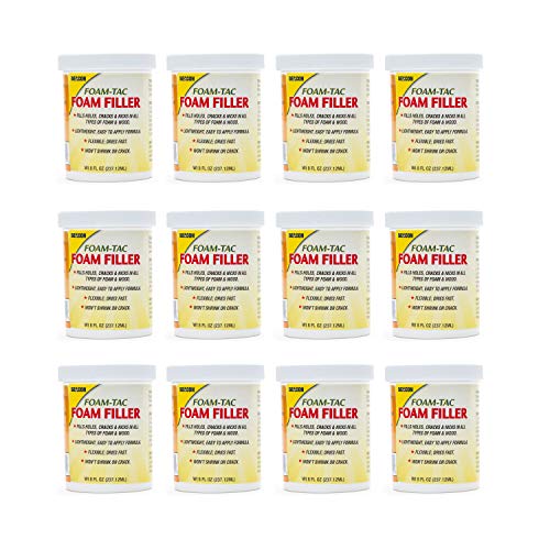 Beacon Foam-Tac Clear Foam Filler Paste, 8-Ounce, 12-Pack