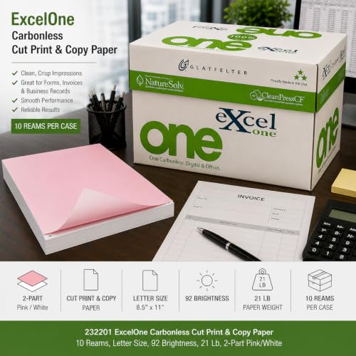Alliance ExcelOne Carbonless Cut Print & Copy Paper, 10 Reams, Letter Size, 92 Brightness, 21 Lb, 2-Part Pink/White