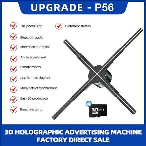 3D Hologram Fan 19.6in 2000x1152 WiFi Projector with 576 LED Light Beads for Business Store Advertising(56 cm HD Upgrade)
