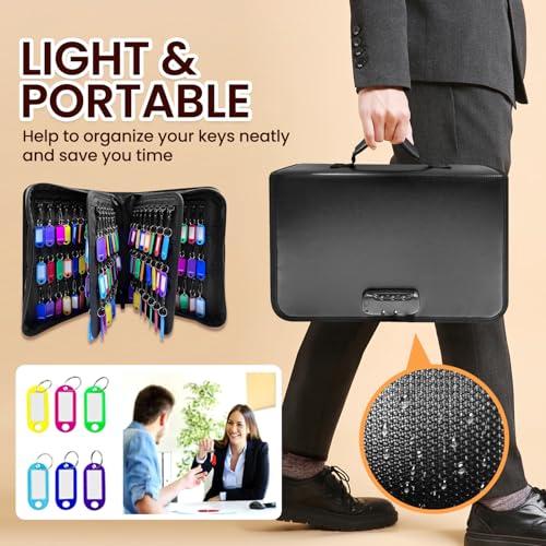 150 Position Key Organizer with Combination Lock, Waterproof Fireproof Zippered Key Case, Key Holder Box for Rental Management Real Estate Sales Hotel Executives