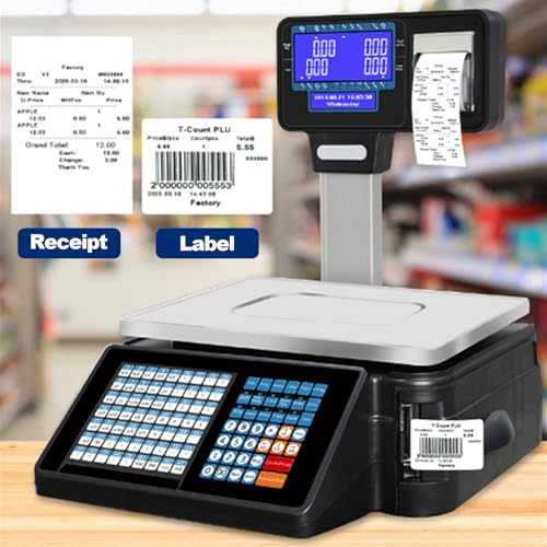 OGMOYT Digital Label Printing Scale with Thermal Printer and LCD Display for Retail and Shipping ，C
