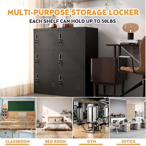 OPTYMIRA Metal Lockers for Employees 6 Doors,Office Storage Employee Locker