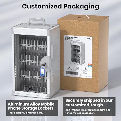 Glosen 48 Slots Cell Phone Locker with Key for Classroom, Phone Storage Box