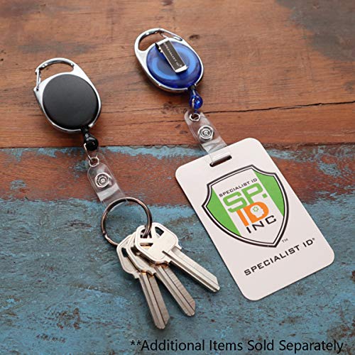 Bulk 100 Pack - Premium Oval Badge Reel with Carabiner & Belt Clip - Dual Clip Retractable ID Holder with Vinyl Strap to Attach Access Key Card, Keychain or Name Tag by Specialist ID (Black)