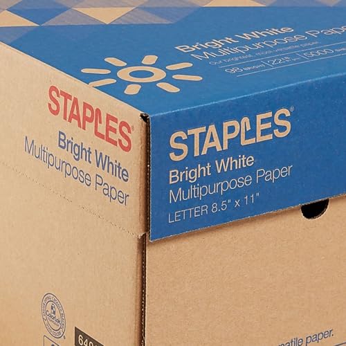 Staples Multipurpose Paper, 8.5x11 Inch, 22 lb., 98 Bright, 10 Reams