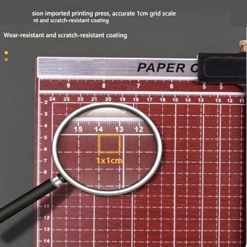 Mavoli A4 Wooden Panel Guillotine Paper Trimmer, Heavy‑Duty 12‑Sheet Cutting Capacity with Safety Blade Lock, Gridded Base Paper Cutter for Photos, Cardstock, Magazines, PVC and Regular Copy Paper