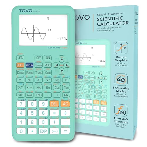 TOVO Scientific Calculator with Graphic Functions, 360+ Functions Graphing Calculator for Students, Large 3" Screen Multi-Mode Scientific Calculators for High School & College, TS-259