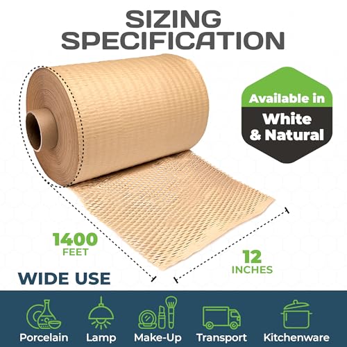 HexcelPack HexcelWrap Honeycomb Packing Paper Wrap - Natural, 12" x 1400'