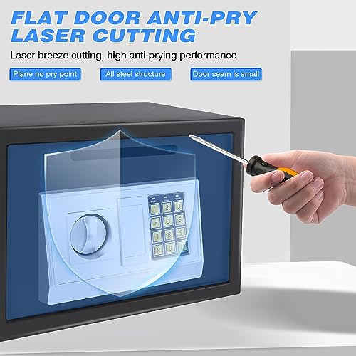TBLOTYD Home Safe Safe Box Home Safe Fireproof Waterproof Money Box with Digital Pin Code and 2 Manual Key, for Home Hotel Office/Black/16L ，Black-16L