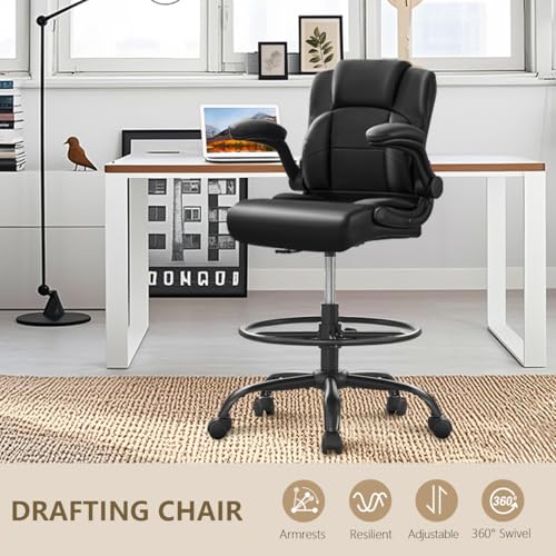 BOSMILLER Drafting Chair,Tall Office Chair for Standing Desk with Adjustable Height,Counter Computer Chairs with Footrest for Home,Drawing or Counter Height Use