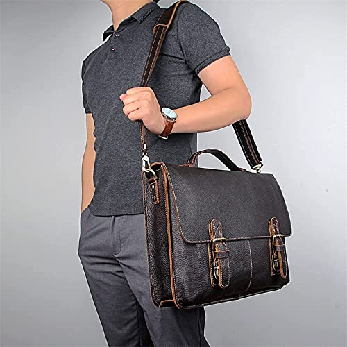 XIXIDIAN Men's Leather Messenger Bag, 15.6 Inches Laptop Briefcase Business Satchel Computer Handbag Shoulder Bag for Men (Size:38x12x30cm) (Color : Brown)