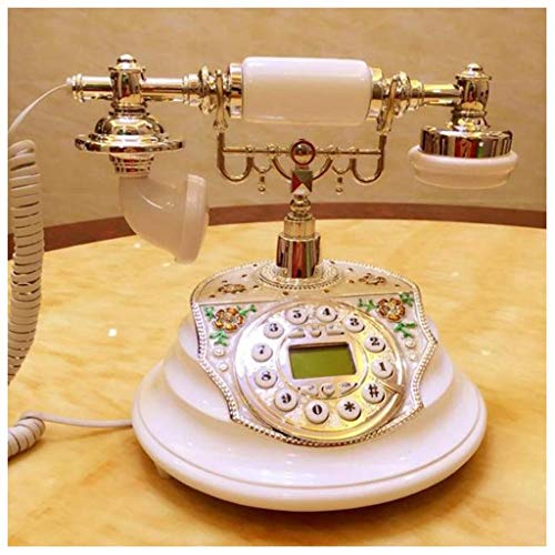 QUANGJN Phone Antique Telephone European-Style Wired Backlht Hands-Free Caller ID White Landline Cute Creative Retro Telephone