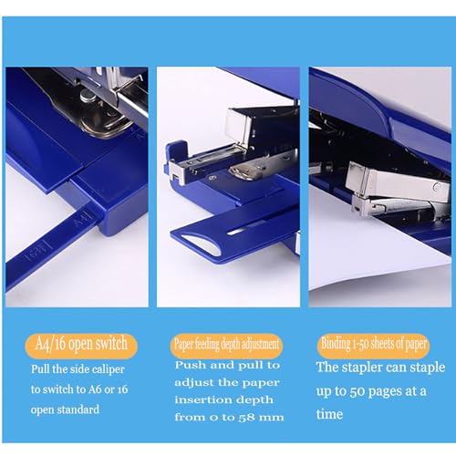 Double Head Stapler, A4/A3/16K/18K Office Desktop Staplers, 50 Sheets Binding Thickness and 0-58mm Adjustable Paper Feed Depth, Save Space and Labor-Saving, for Factory, Office and Home