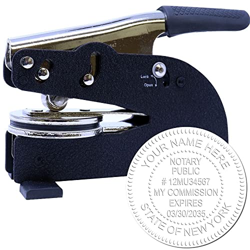 Heavy Duty New York Notary Embossing Seal, Long Reach Desk Stamp NY