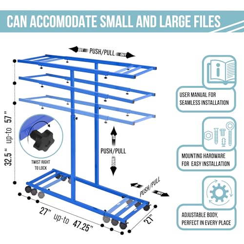 Adir Mobile Blueprint Holder - Adjustable Blue Print Storage Organizer and Construction Plan Holder – Plans Rack for Jobsite and Office (Without Blueprint Clamps)