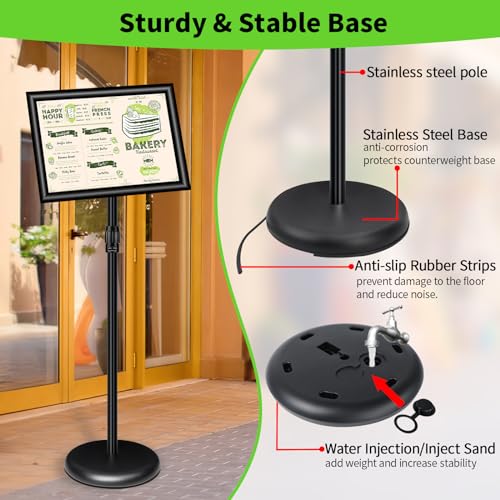 Adjustable Pedestal Sign Stand, Floor Standing Sign Holder for Display