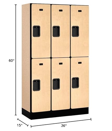 Salsbury Industries Double Tier Designer Wood Locker, Maple, 5' 3" x 15"