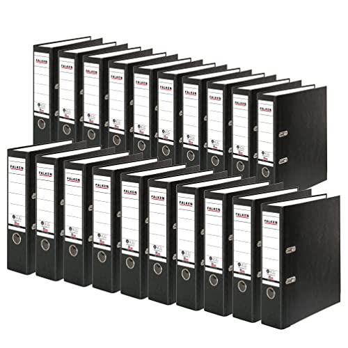 FALKEN Recycolor Lever Arch Files, A4, 8cm Spine - Black, Pack 20