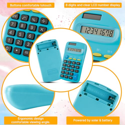 Gabotrie 18 Pcs Pocket Calculator, Mini Calculators, Pocket Size, 6 Colors