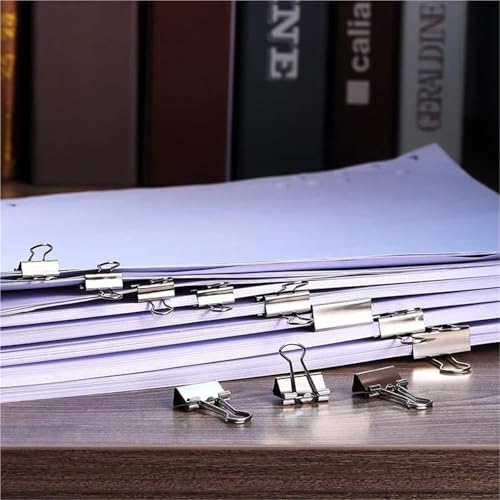 Binder Clips 100Pcs Binder Clips File Metal Paper Clips Silvery Paper Clip Clamp 15/19/32/40/50mm Stationery Clip Office School Supplies(50mm)