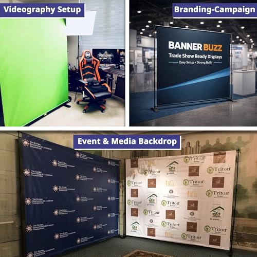 BannerBuzz Custom Step and Repeat Banner with Stand, 11 oz PVC Flex Personalized Logo Backdrop for Events, Photography, Red Carpet, Parties & Photo Booth (8x10 ft)