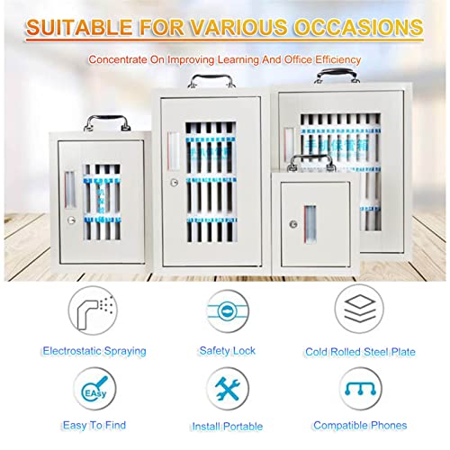 FENOKD 12/24/36/48/60 Cell Phones Storage Cabinet Pocket Chart Storage Locker Box, with Handle and Security Lock, for Classroom Office (Silver 12)，Silver-12