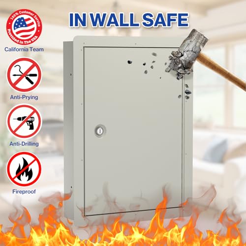 POCHAR In Wall Safe Lock Box with Disguise Sticker for Home, Office
