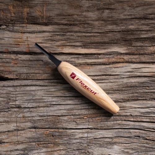 Flexcut Wood Carving Tools | Micro Parting Tool | 90 Degree 4mm | Razor Sharp 1095 High Carbon Steel Blade for Miniature & Fine Detail Work | Ergonomic Ash Hardwood Handle | MT42 | Made in the U.S.A.