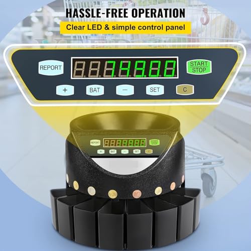 Hiedmeil Automatic UK/EUR Coin Counter & Sorter, UK/EUR Coin Counter, Professional Coin Counter, Money Counting Machine for Continuous Coin Counting EUR Coin (GBP Coin)